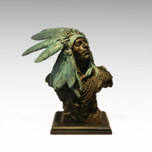 Busts Brass Statue Feather Man Decoration Bronze Sculpture Tpy-474